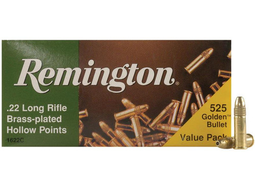 Remington Golden Bullet Ammunition 22 Long Rifle 36 Grain Plated Lead Hollow Point Bulk