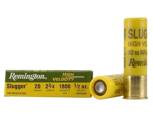 Remington Slugger 20 Gauge 2-3/4" 1/2 oz. High Velocity Rifled Slug 5 rds.
