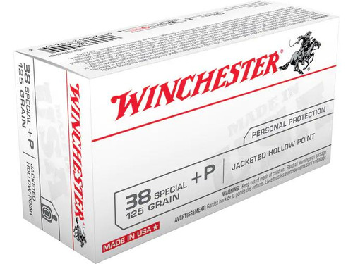 Winchester USA .38 Special +P 125 gr Jacketed Hollow Point 50 rds.