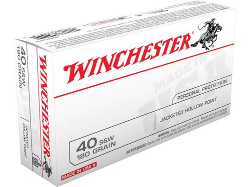 Winchester USA .40 S&W 180 gr Jacketed Hollow Point 50 rds. Winchester USA .40 S&W 180 gr Jacketed Hollow Point 50 rds.