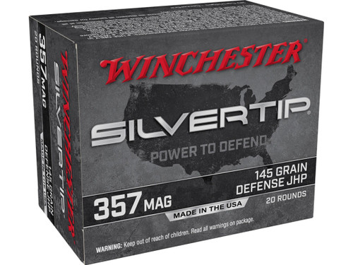 Winchester Silvertip Defense Ammunition 357 Magnum 145 Grain Jacketed Hollow Point Box of 20