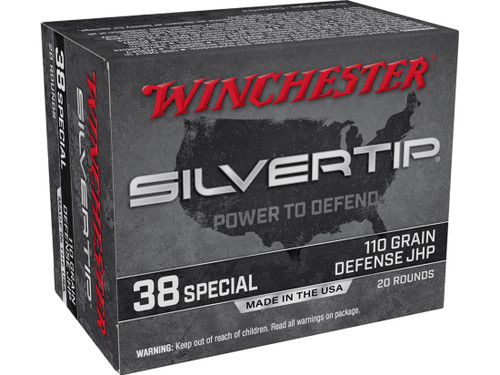 Winchester Silvertip Defense Ammunition 38 Special 110 Grain Jacketed Hollow Point Box of 20