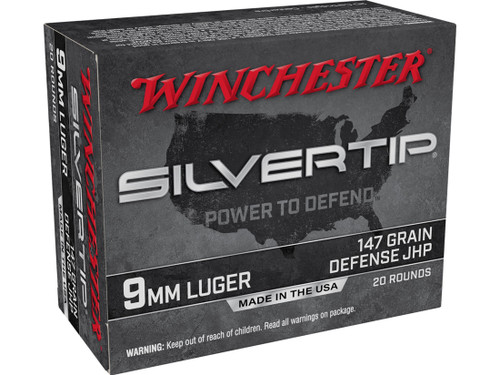 Winchester Silvertip Defense Ammunition 9mm Luger 147 Grain Jacketed Hollow Point