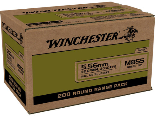 Winchester USA Ammunition 5.56x45mm NATO 62 Grain M855 SS109 Penetrator Full Metal Jacket