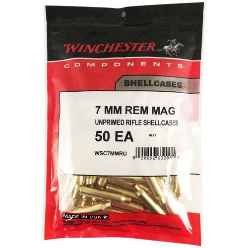 Winchester Unprimed Brass 7mm Remington Magnum Bag of 50
