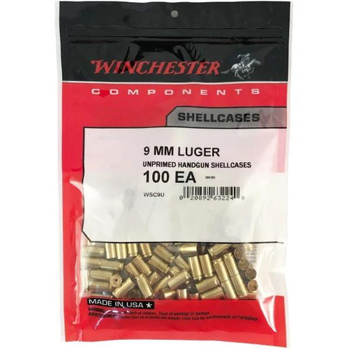 Winchester Unprimed Brass 9MM Luger Bag of 100