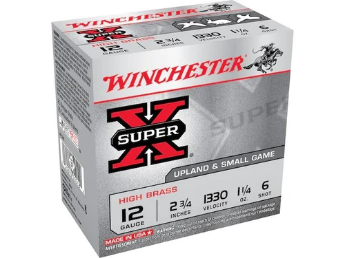 Winchester Super-X High Brass 12 Gauge 2-3/4" 1-1/4 oz. #6 Shot 25 rds.