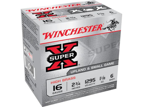 Winchester Super-X High Brass 16 Gauge 2-3/4" 1-1/8 oz. #6 Shot 25 rds.