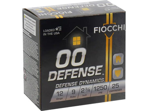 Fiocchi Home Defense Ammunition 12 Gauge 2-3/4" 00 Buckshot 9 Pellets 25 Rounds