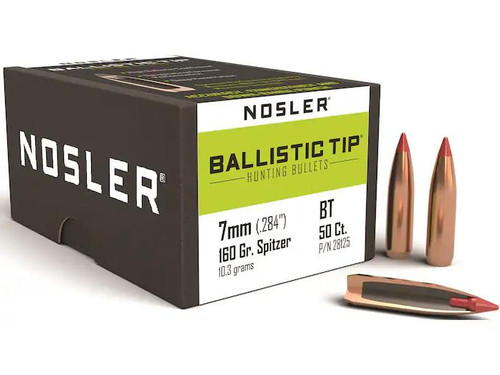 Nosler Ballistic Tip Hunting Bullets 284 Caliber, 7mm (284 Diameter) 160 Grain Spitzer Box of 50