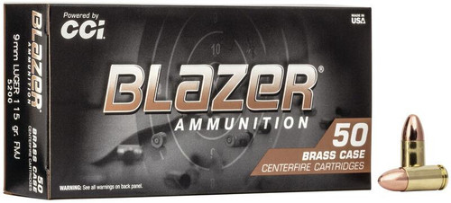 CCI Blazer Brass 9mm Luger 115 gr FMJ 50 rds.