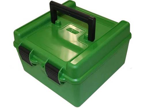 MTM Deluxe Flip-Top Ammo Box with Handle 22-250 Remington to 375 H&H Magnum 100-Round Plastic MTM Deluxe Flip-Top Ammo Box with Handle 22-250 Remington to 375 H&H Magnum 100-Round Plastic