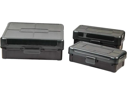 Frankford Arsenal Hinge-Top Ammo Box Plastic Gray and Black Belted Mag