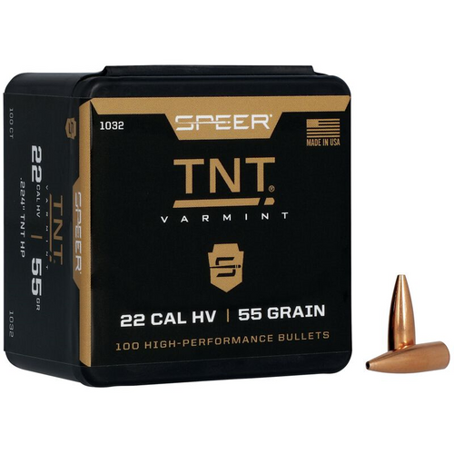 Speer TNT Varmint .22 Cal 55gr Hollow Point Bullet #1032 (1-100 ct Box)