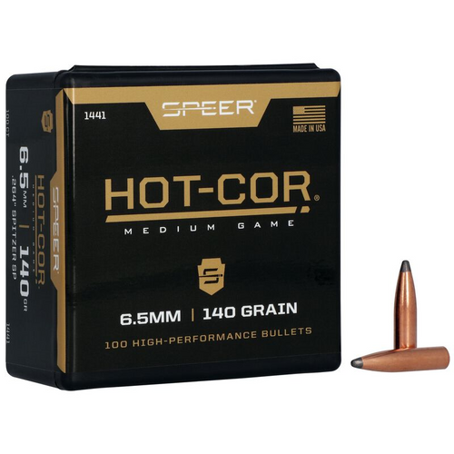 Speer Hot-Cor 6.5MM 140gr Spitzer SP Bullet #1441 (1-100 ct Box)