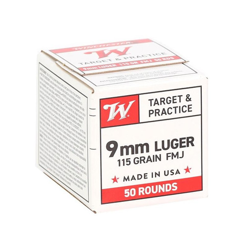 Winchester USA Target 9MM 115gr FMJ #W9MM50 50 Rounds