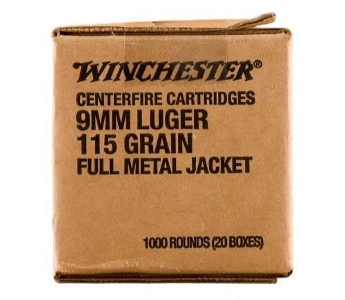 Winchester USA Target 9MM 115gr FMJ #W9MM50-Case 1,000 Round Case