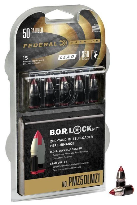 Federal Premium Lead Tipped Muzzle Loader Bullets .50 Cal 350gr #PMZ50LMZ1 15 Rounds