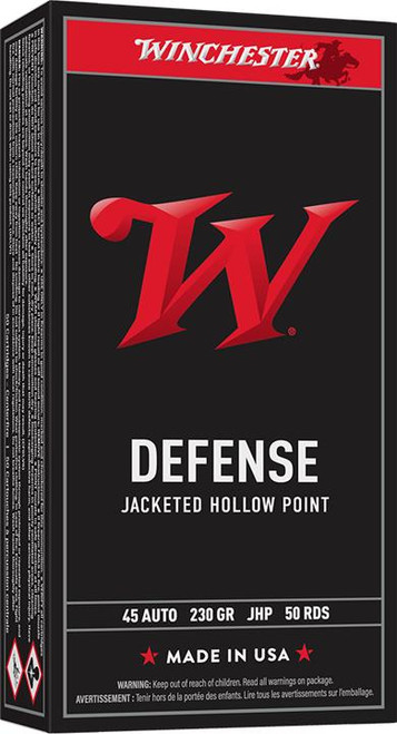 Winchester Defense 45 ACP 230gr JHP #USA45JHP 50 Rounds