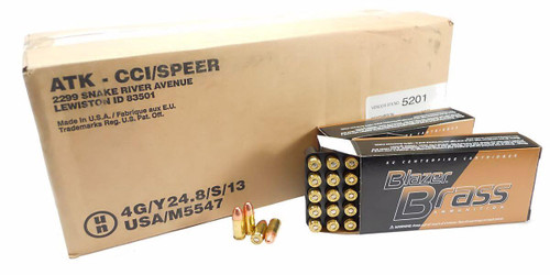 CCI Blazer Brass 9MM 124gr FMJ #5201 1,000 Round Case