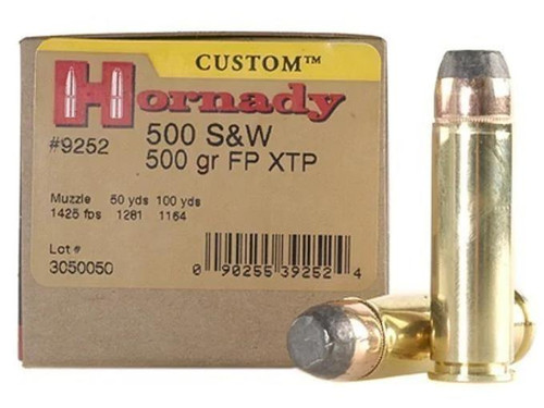 Hornady Custom .500 S&W Magnum 500 gr XTP Jacketed Flat Nose 20 rds.