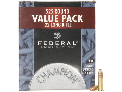 Federal Champion .22 Long Rifle 36 gr Plated Lead Hollow Point 525 rds. Federal Champion .22 Long Rifle 36 gr Plated Lead Hollow Point 525 rds.