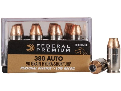 Federal Personal Defense Reduced Recoil .380 ACP 90 gr Hydra-Shok Jacketed Hollow Point 20 rds.