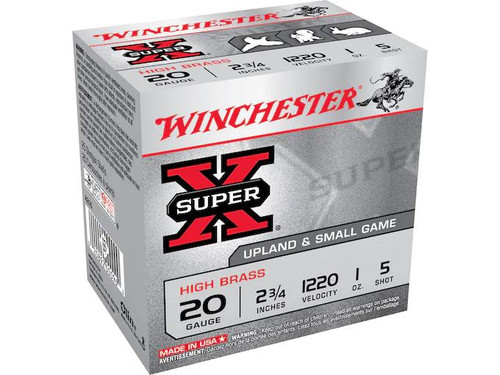 Winchester Super-X High Brass 20 Gauge 2-3/4" 1 oz. #5 Shot 25 rds.
