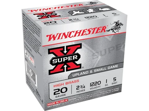 Winchester Super-X High Brass 20 Gauge 2-3/4" 1 oz. #5 Shot 25 rds.