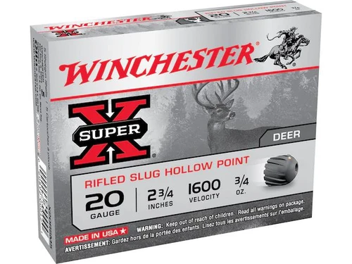 Winchester Super-X 20 Gauge 2-3/4" 3/4 oz. Rifled Slug 5 rds.