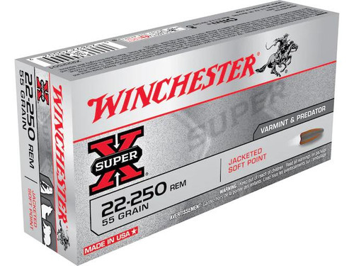 Winchester Super-X .22-250 Remington 55 gr Pointed Soft Point 20 rds.