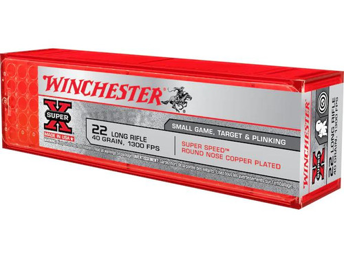 Winchester Super-X High Velocity .22 Long Rifle 40 gr Plated Lead Round Nose 100 rds.
