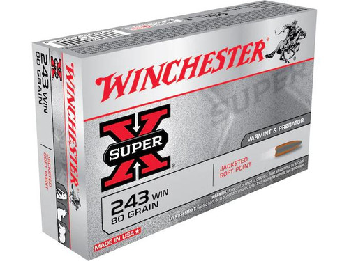 Winchester Super-X .243 Winchester 80 gr Pointed Soft Point 20 rds. Winchester Super-X .243 Winchester 80 gr Pointed Soft Point 20 rds.