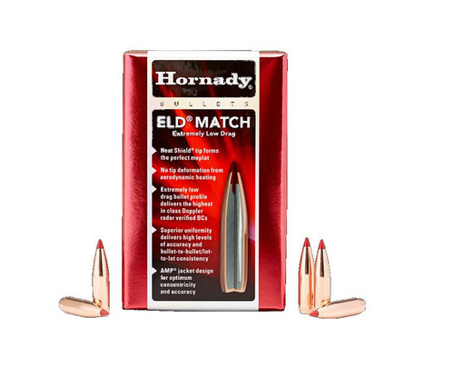 Hornady ELD Match Bullets 30 Caliber .308 Diameter 155 Grain Polymer Tip Boat Tail Box Of 100