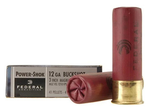 Federal Power-Shok Ammunition 12 Gauge 3" Buffered #4 Buckshot 41 Pellets Box of 5