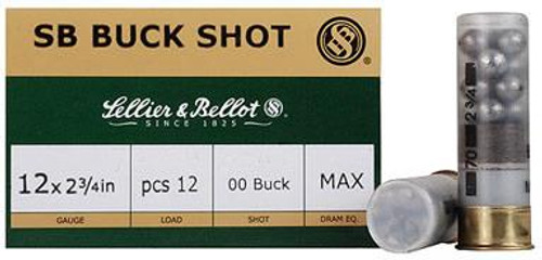 Sellier & Bellot 12 Gauge 2-3/4" 9 Pellets #00 Lead Buckshot 25 rds.