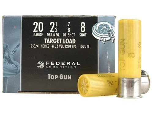 Federal Top Gun Ammunition 20 Gauge 2-3/4" 7/8 oz #8 CASE