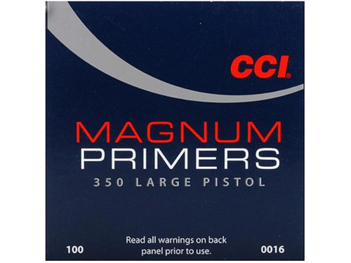 CCI Large Pistol Magnum Primers #350 Box of 100 (1 Tray of 100) CCI Large Pistol Magnum Primers #350 Box of 100 (1 Tray of 100)