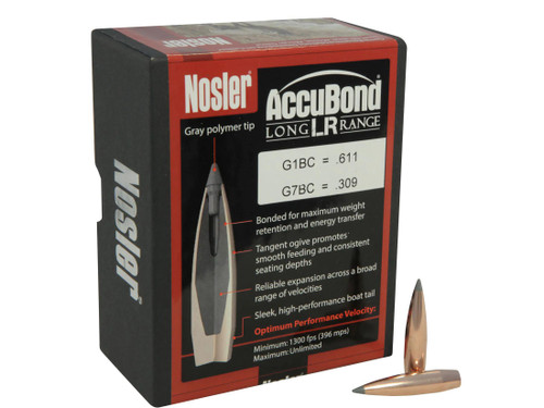 Nosler AccuBond Long Range Bullets 284 Caliber, 7mm (284 Diameter) 150 Grain Bonded Spitzer Boat Tail Box of 100 - 58734