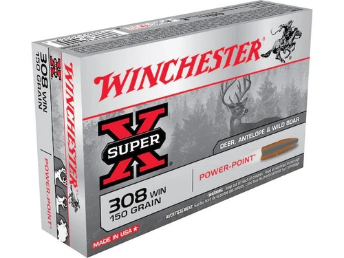 Winchester Super-X Ammunition 308 Winchester 150 Grain Power-Point Box of 20 –X3085