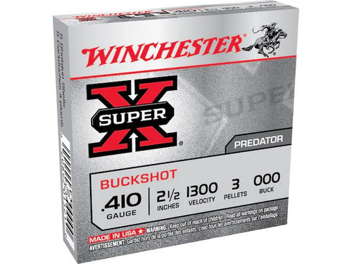 Winchester Super-X Ammunition 410 Bore 2-1/2" 000 Buckshot 3 Pellets Box of 5 – XB41000