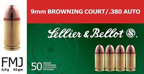Sellier & Bellot Ammunition 380 ACP 92 Grain Full Metal Jacket Box of 50 #SB380A