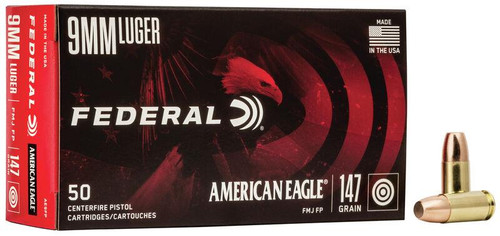 Federal American Eagle Ammunition 9mm Luger 147 Grain Full Metal Jacket #AE9FP