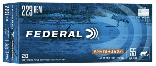 Federal Power-Shok Ammunition 223 Remington 55 Grain Soft Point Box of 20 #223A