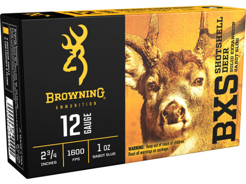 Browning BXS Deer Slug Ammunition 12 Gauge 2-3/4" 1 oz Copper Sabot Slug Lead-Free Box of 5