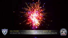 42s Blue Tail to Flower Crown w/Red Blue and Color Peony