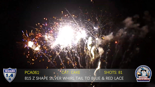 81S Z shape Silver Whirl Tail to Blue and Red Lace