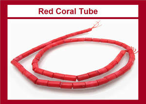 3x9mm Red Coral Tube Beads 15.5" dyed [k15]