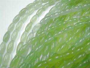 6x12mm New Jade Puff Oval Beads 15.5" natural [r7a2]