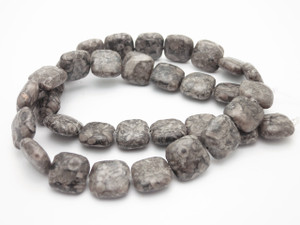 12mm Fossil Jasper Puff Square Beads 15.5" natural [s5b37-12]